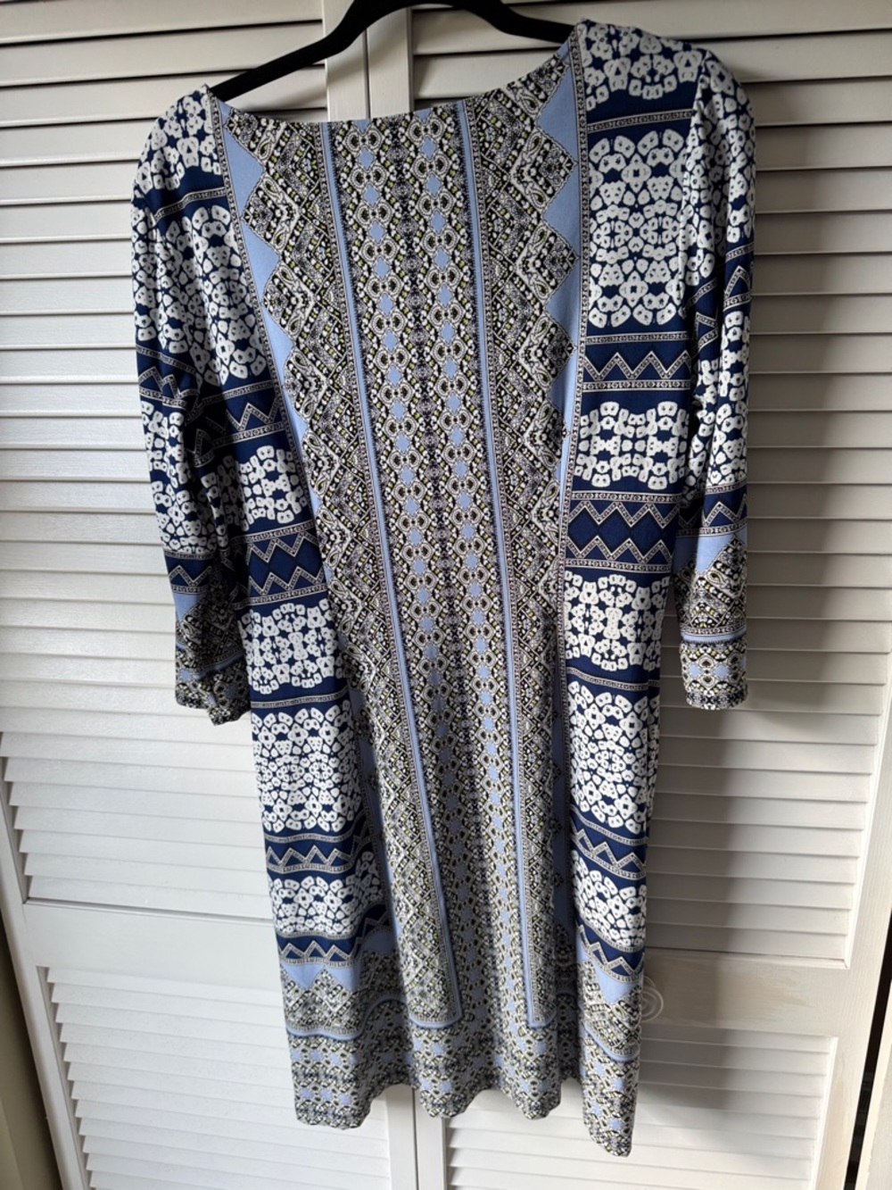 London Times Navy and Light Blue Geometric Boatneck Tunic - Picture 3 of 5